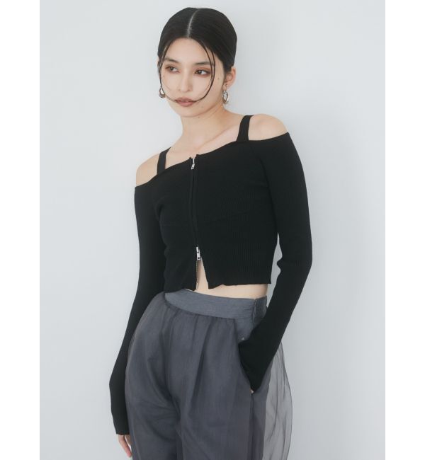 MURUA「ショルダーストラップダブルZIPニット」|ニット・セーター|