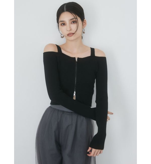 MURUA「ショルダーストラップダブルZIPニット」|ニット・セーター|