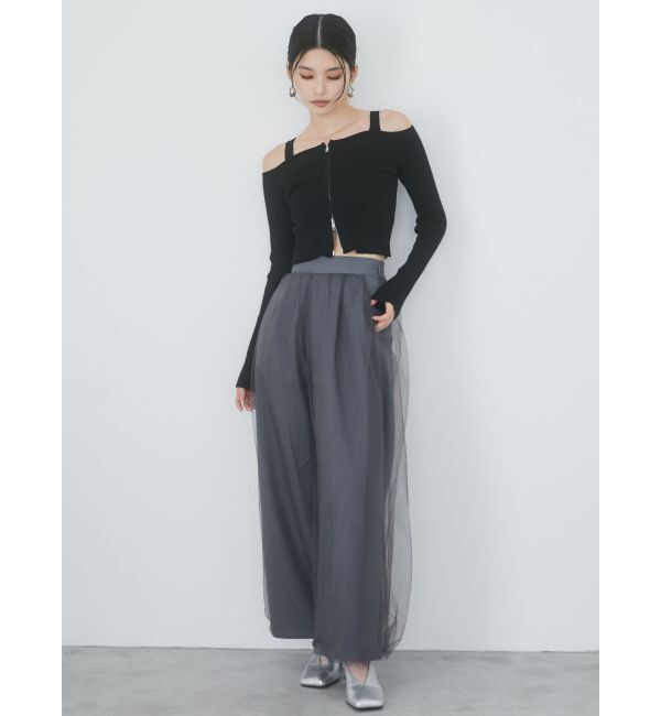 MURUA「ショルダーストラップダブルZIPニット」|ニット・セーター|