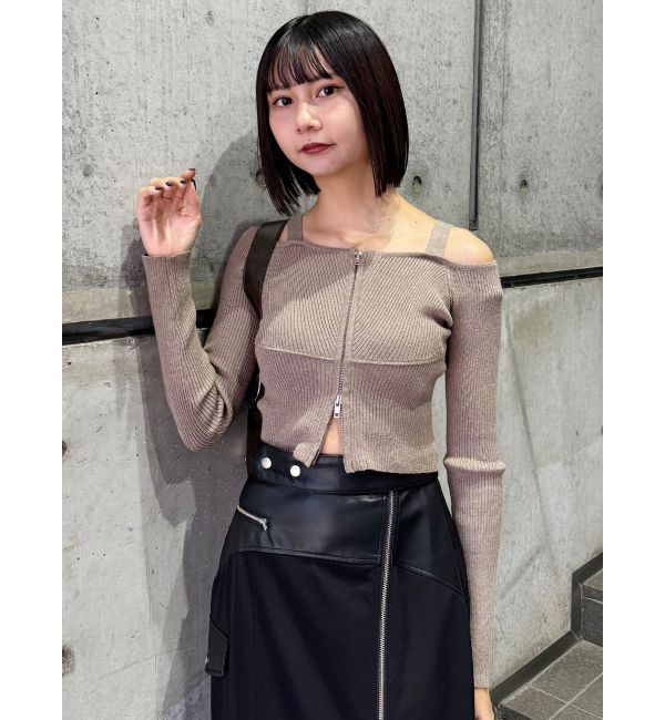 MURUA「ショルダーストラップダブルZIPニット」|ニット・セーター|