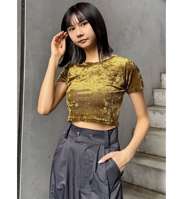 MURUA「クロップドシアーベロアTシャツ」|Tシャツ・カットソー|