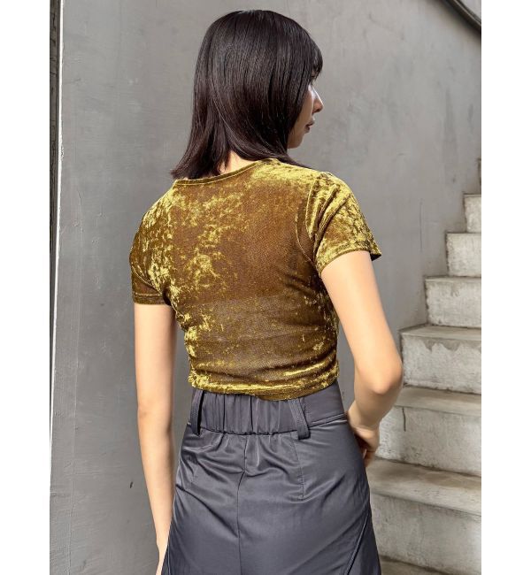 MURUA「クロップドシアーベロアTシャツ」|Tシャツ・カットソー|