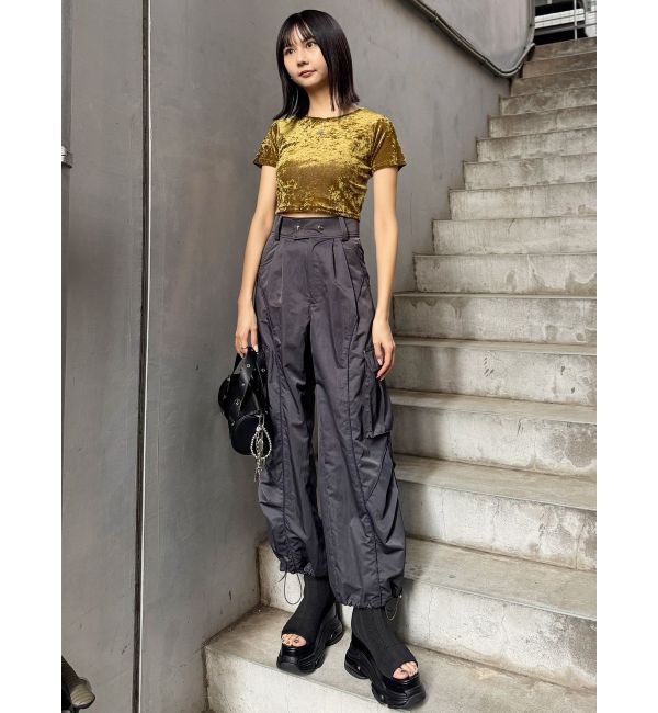 MURUA「クロップドシアーベロアTシャツ」|Tシャツ・カットソー|