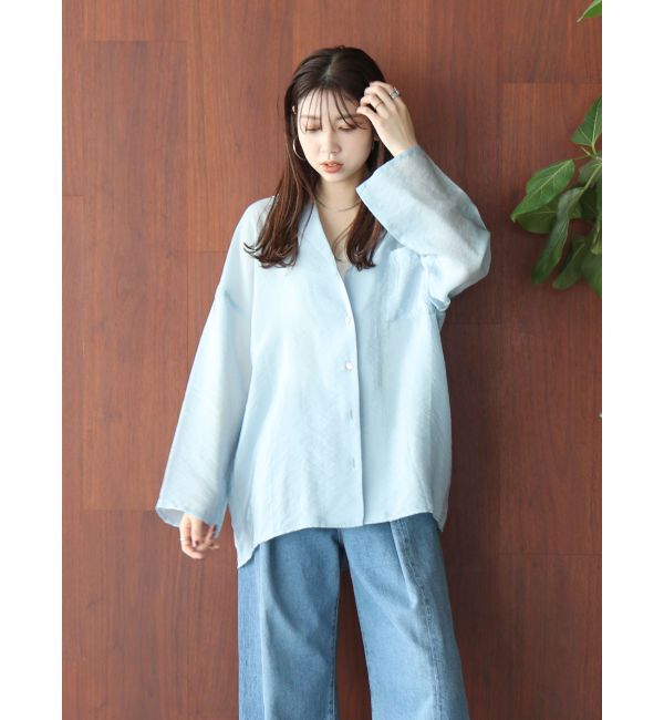 Ungrid「開襟サテンルーズシャツ」|シャツ・ブラウス|