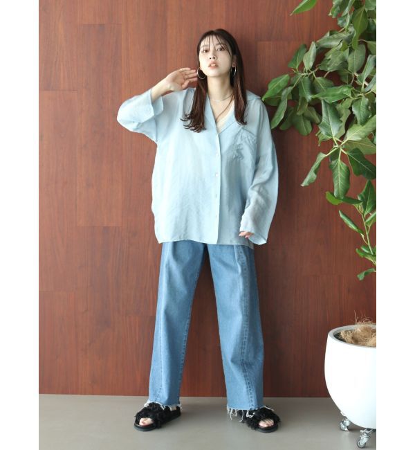 Ungrid「開襟サテンルーズシャツ」|シャツ・ブラウス|