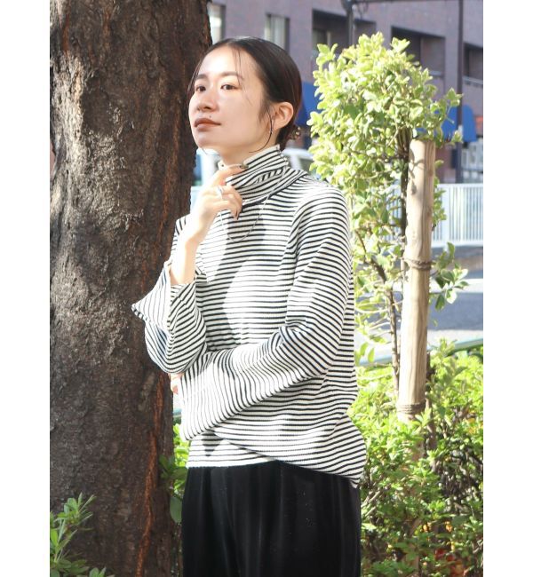 Ungrid「フレアスリーブフィットボーダーニット」|ニット・セーター|オフホワイト