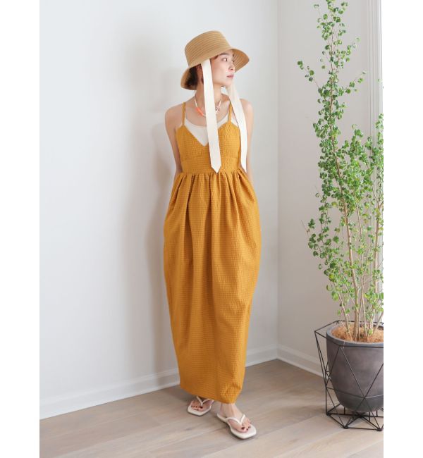 Ungrid「タックボリュームキャミワンピース」|ワンピース|オレンジ