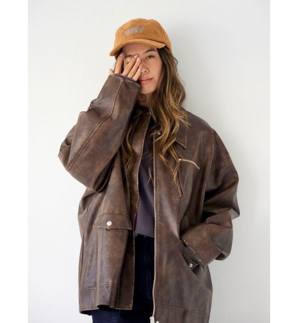 Ungrid「ルーズシルエットフェイクレザーブルゾン」|ブルゾン・スタジャン|