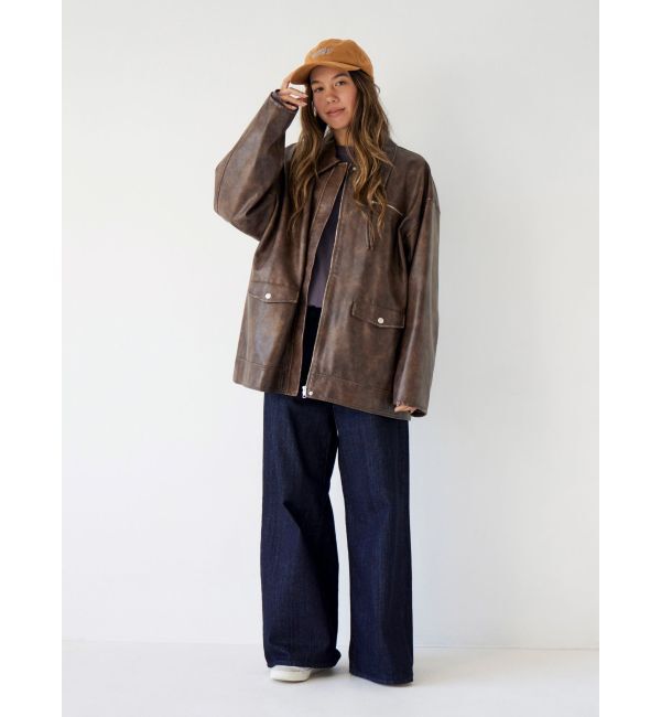 Ungrid「ルーズシルエットフェイクレザーブルゾン」|ブルゾン・スタジャン|