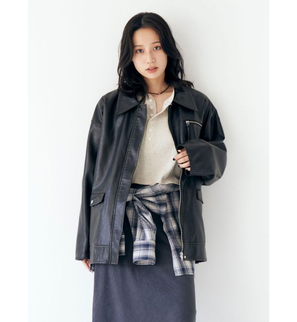 Ungrid「ルーズシルエットフェイクレザーブルゾン」|ブルゾン・スタジャン|