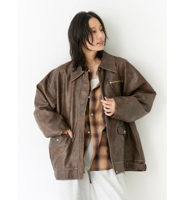 Ungrid「ルーズシルエットフェイクレザーブルゾン」|ブルゾン・スタジャン|