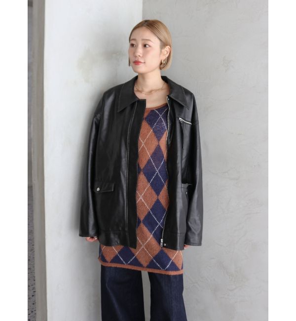 Ungrid「ルーズシルエットフェイクレザーブルゾン」|ブルゾン・スタジャン|