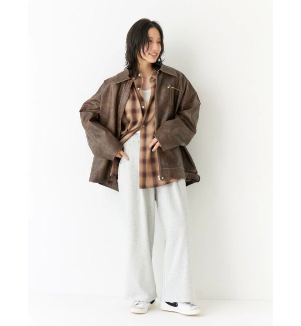 Ungrid「ルーズシルエットフェイクレザーブルゾン」|ブルゾン・スタジャン|