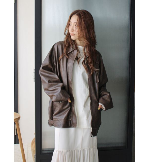 Ungrid「ルーズシルエットフェイクレザーブルゾン」|ブルゾン・スタジャン|