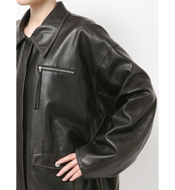 Ungrid「ルーズシルエットフェイクレザーブルゾン」|ブルゾン・スタジャン|