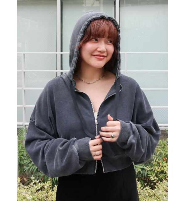 Ungrid「ダブルジップヴィンテージショートパーカー」|パーカー|