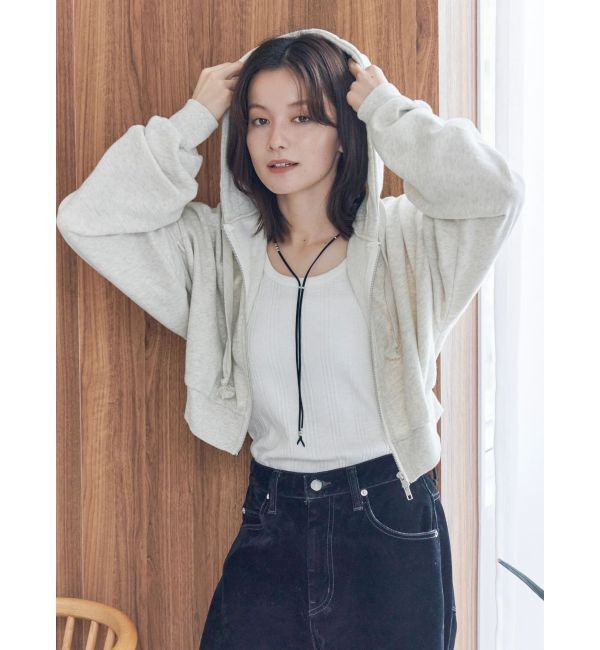 Ungrid「ダブルジップヴィンテージショートパーカー」|パーカー|