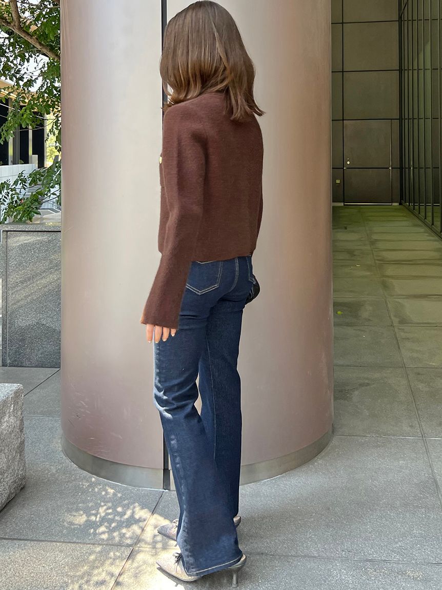 SNIDEL「フォックスニットジャケット」|ノーカラージャケット|