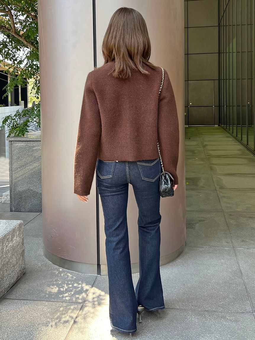 SNIDEL「フォックスニットジャケット」|ノーカラージャケット|