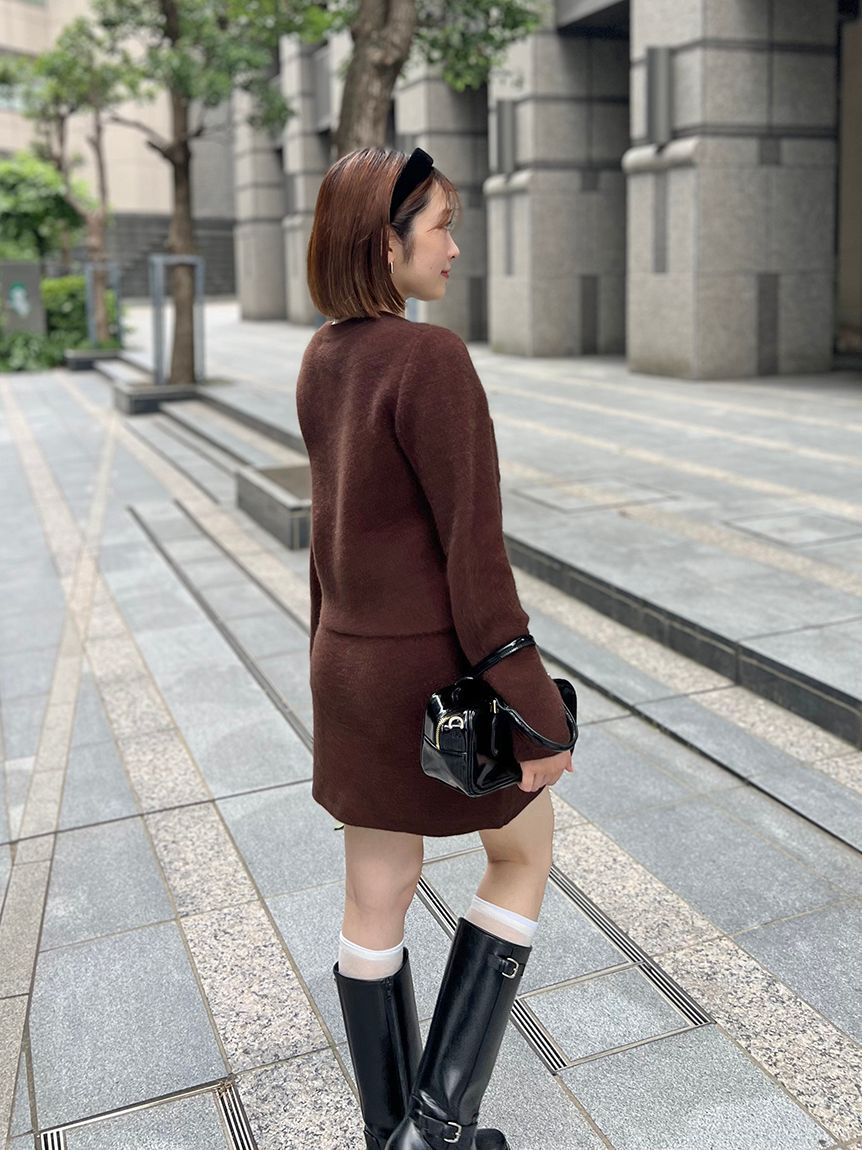 SNIDEL「フォックスニットジャケット」|ノーカラージャケット|