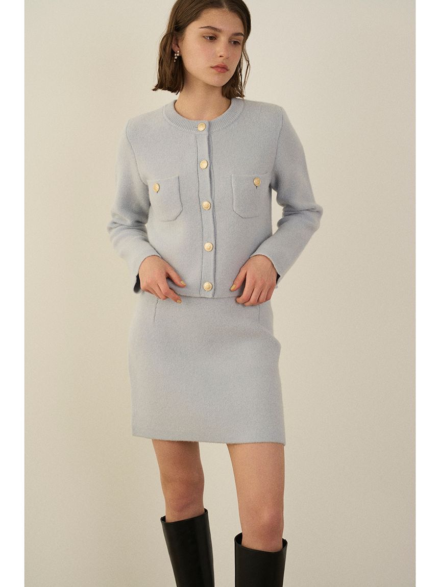 SNIDEL「フォックスニットジャケット」|ノーカラージャケット|