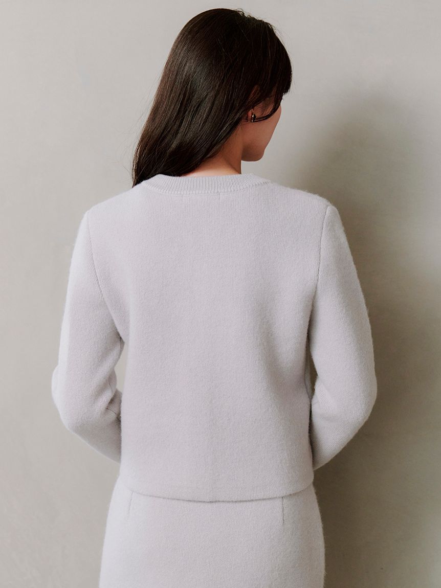 SNIDEL「フォックスニットジャケット」|ノーカラージャケット|