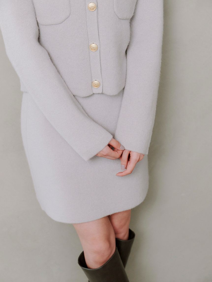 SNIDEL「フォックスニットジャケット」|ノーカラージャケット|