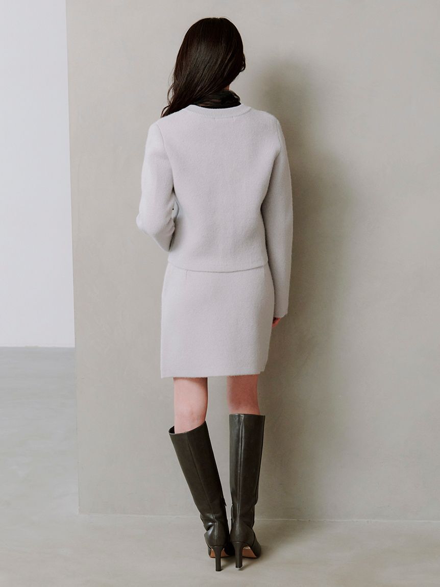 SNIDEL「フォックスニットジャケット」|ノーカラージャケット|