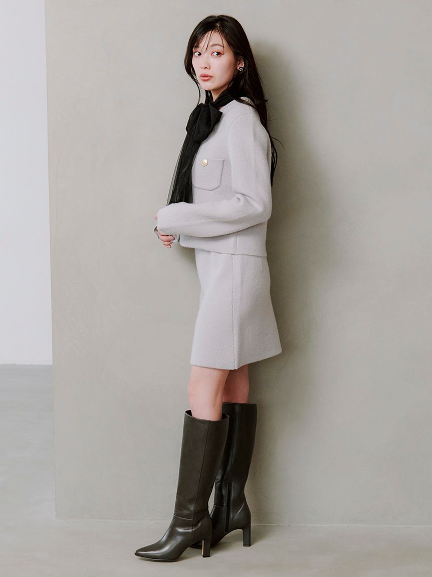 SNIDEL「フォックスニットジャケット」|ノーカラージャケット|