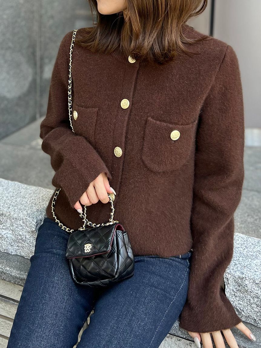 SNIDEL「フォックスニットジャケット」|ノーカラージャケット|BRW