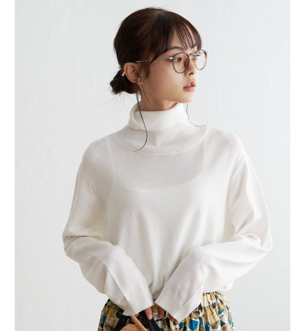 Lbc with Life「天竺ハイネックカラーニット」|カーディガン|ホワイト