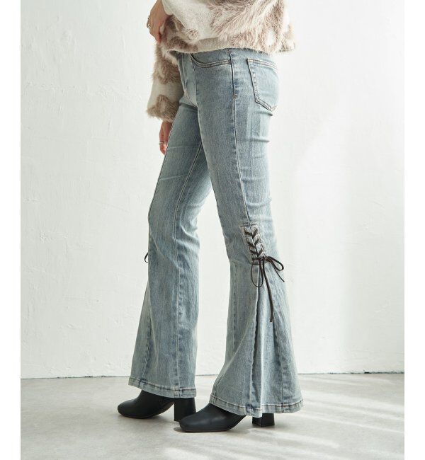 VENCE share style「サイドカットアウトリボンフレア」|デニム|