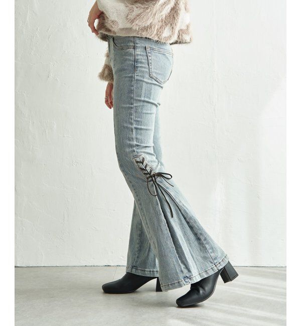VENCE share style「サイドカットアウトリボンフレア」|デニム|