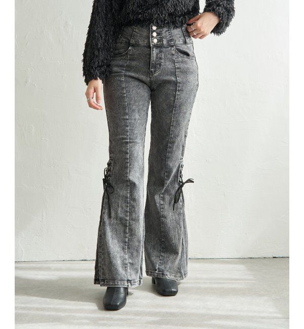 VENCE share style「サイドカットアウトリボンフレア」|デニム|