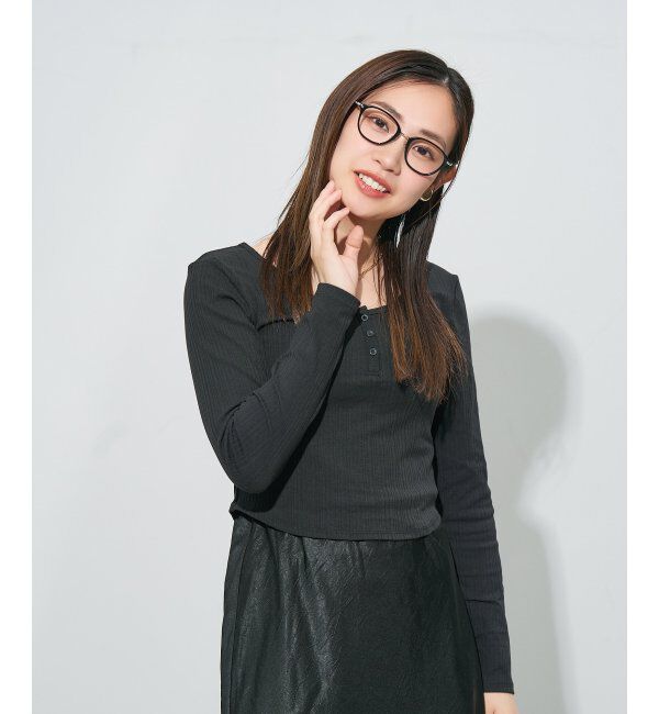  「ウェリントン型 メガネ | コンビネーションフレーム チタン 軽量 レディース 大人可愛い レンズ交換券付」|メガネ|