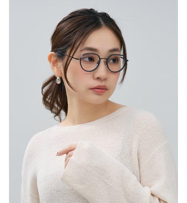  「ボストン型 メガネ | クラウンパント 伊達・度付き眼鏡 ユニセックス 読書 ビジネス  レンズ交換券付」|メガネ|濃ブルー