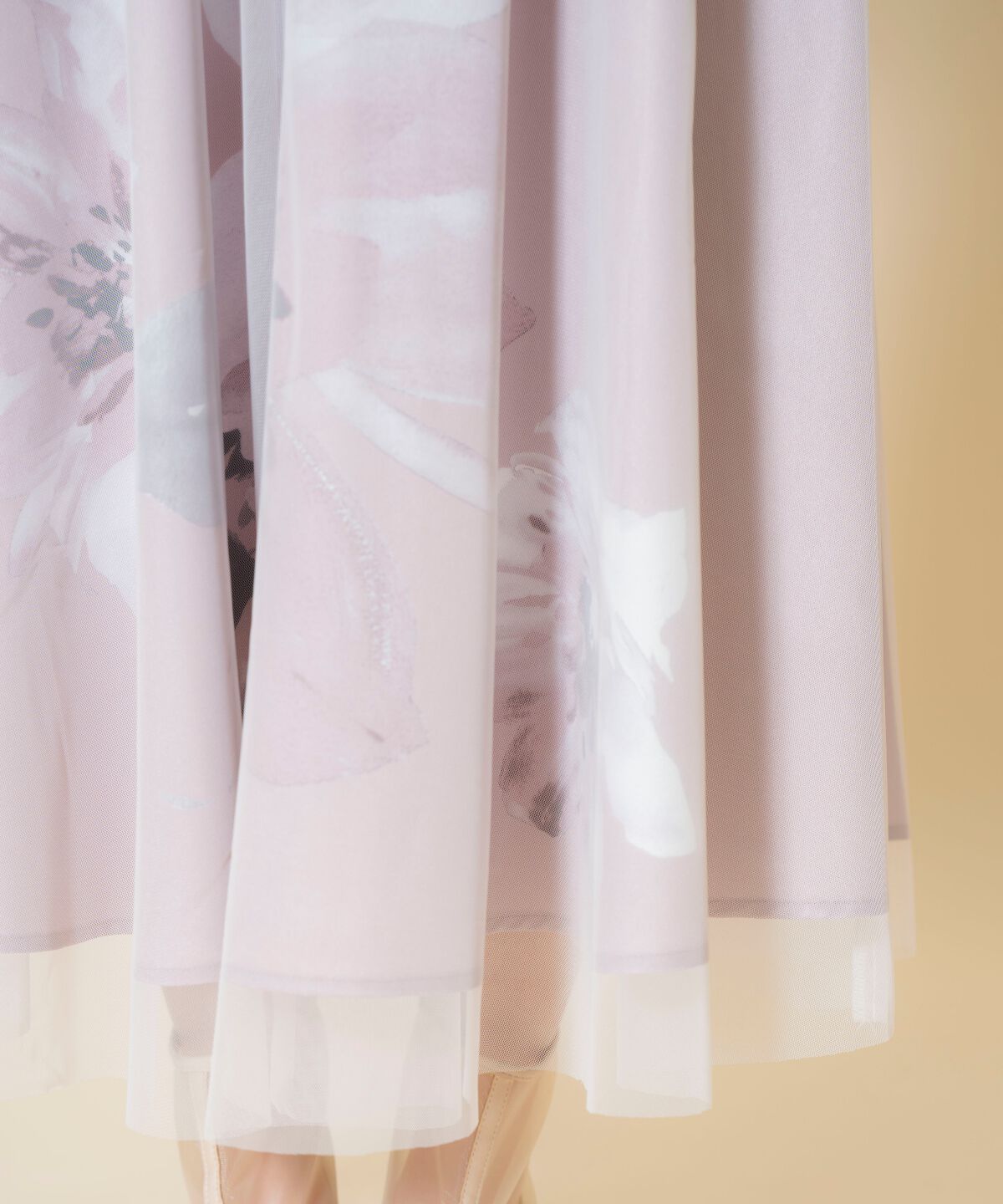 WILLSELECTION「ビッグフラワーチュールレイヤードスカート」|フレア|