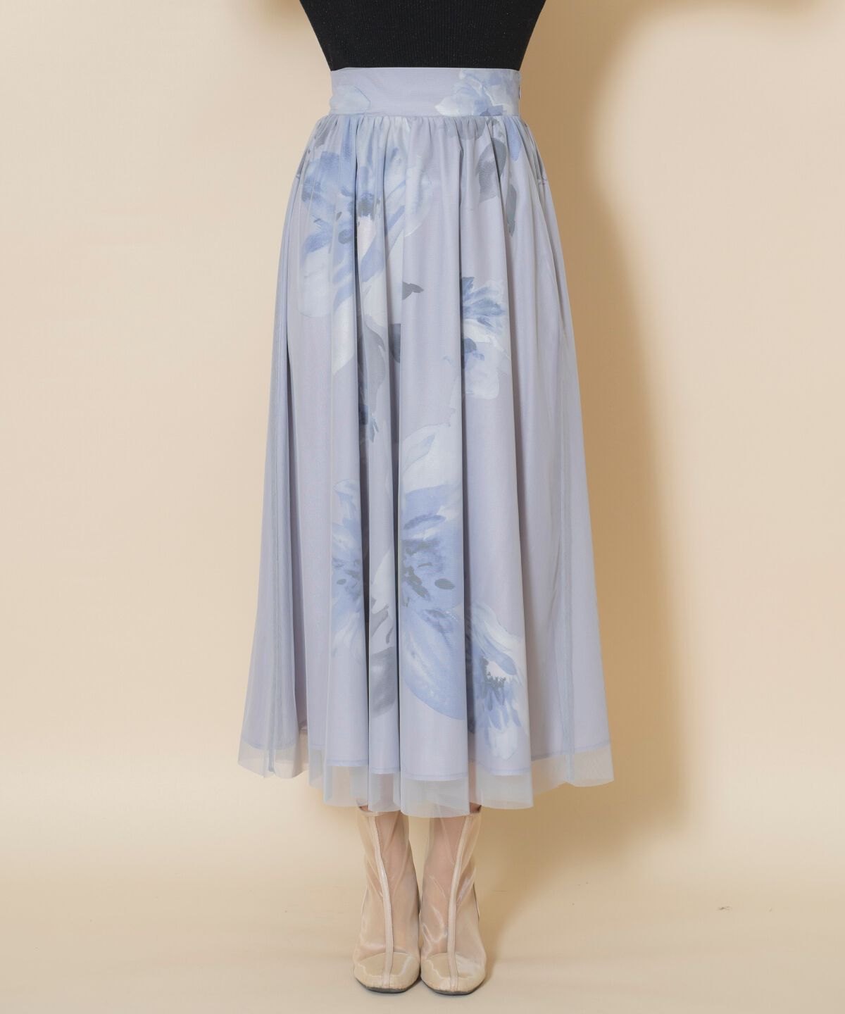 WILLSELECTION「ビッグフラワーチュールレイヤードスカート」|フレア|