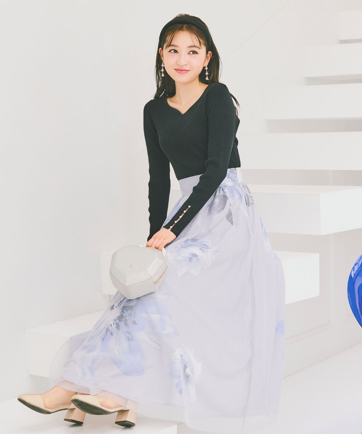 WILLSELECTION「ビッグフラワーチュールレイヤードスカート」|フレア|