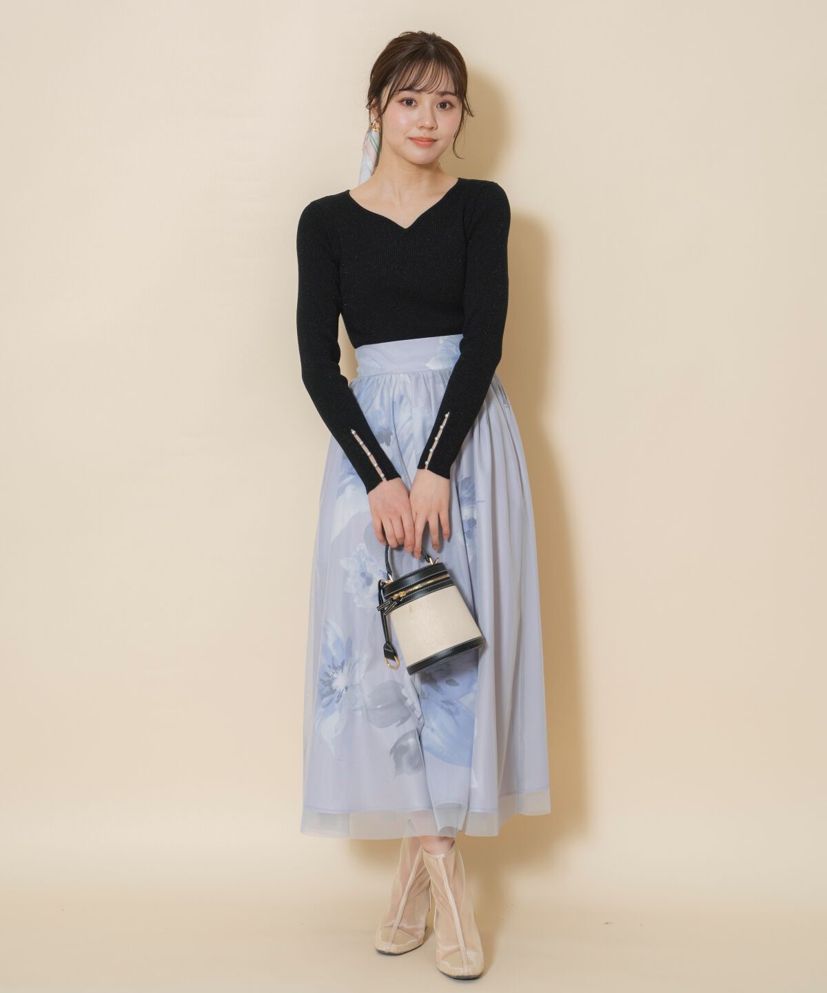 WILLSELECTION「ビッグフラワーチュールレイヤードスカート」|フレア|