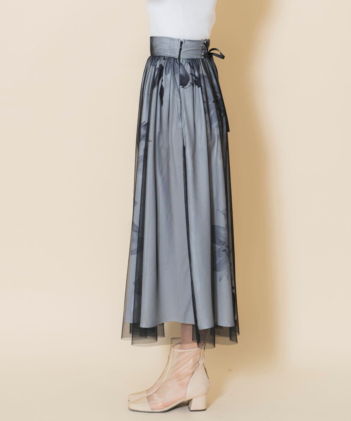 WILLSELECTION「ビッグフラワーチュールレイヤードスカート」|フレア|
