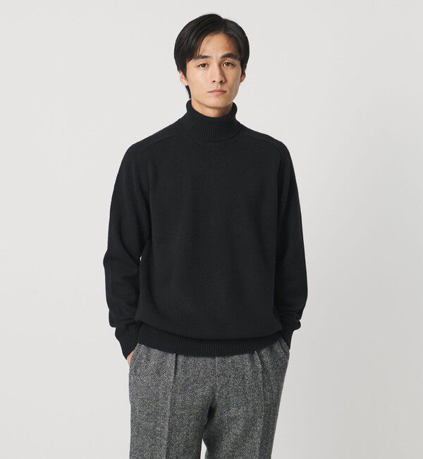 UNITED ARROWS「ウール カシミヤ ミドルゲージ タートルネック ニット」|ニット・セーター|BLACK