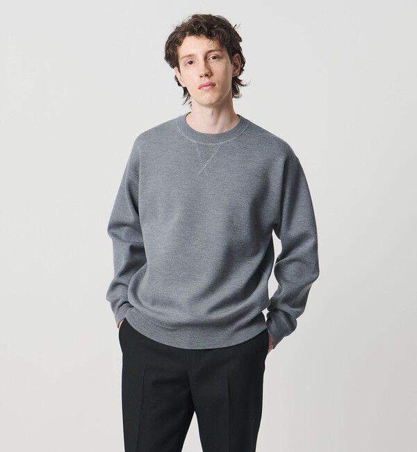 UNITED ARROWS「ウール カシミヤ クルーネック スウェットニット」|ニット・セーター|MD.GRAY