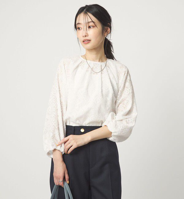 UNITED ARROWS green label relaxing「カットジャガード ブラウス」|シャツ・ブラウス|WHITE