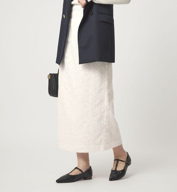 UNITED ARROWS green label relaxing「カットジャガード タイト スカート」|タイト|WHITE