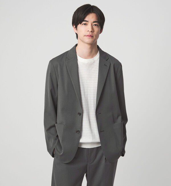 UNITED ARROWS green label relaxing「DICROS ポリエステル ツイル リラックス ジャケット -ストレッチ・撥水-」|テーラードジャケット|DK.GRAY