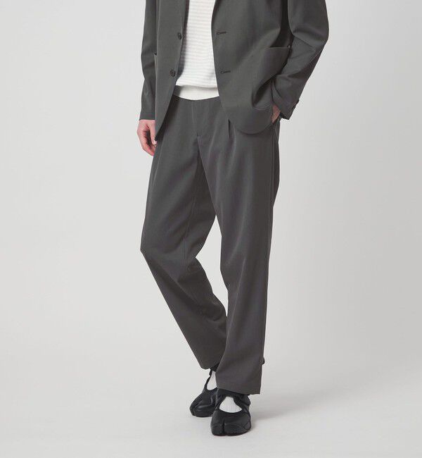 UNITED ARROWS green label relaxing「DICROS ポリエステル ツイル 1プリーツ W2 ユーティリティパンツ -ストレッチ・撥水-」|チノ|DK.GRAY