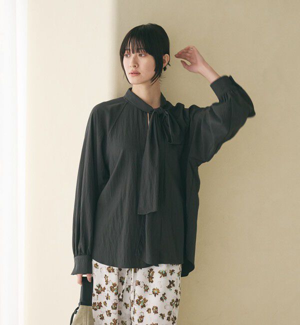 BEAUTY&YOUTH UNITED ARROWS「【WEB限定 Wardrobe DAILY MINIMAL】リボンタイブラウス -2WAY/ウォッシャブル-」|シャツ・ブラウス|DK.GRAY