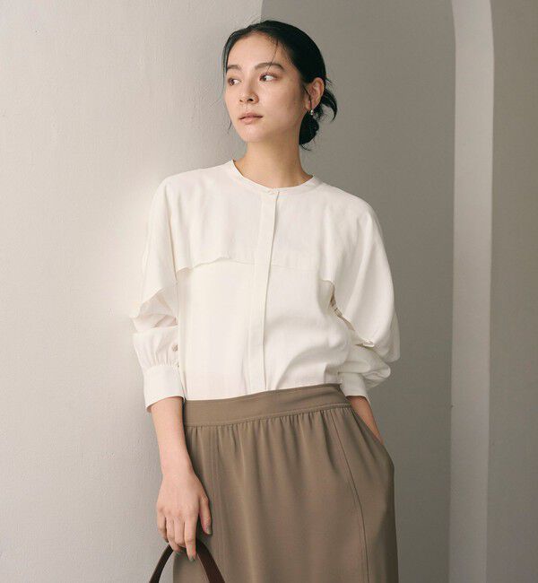 BEAUTY&YOUTH UNITED ARROWS「【WEB限定 Wardrobe DAILY MINIMAL】フリルレイヤーブラウス ウォッシャブル」|シャツ・ブラウス|OFF WHITE