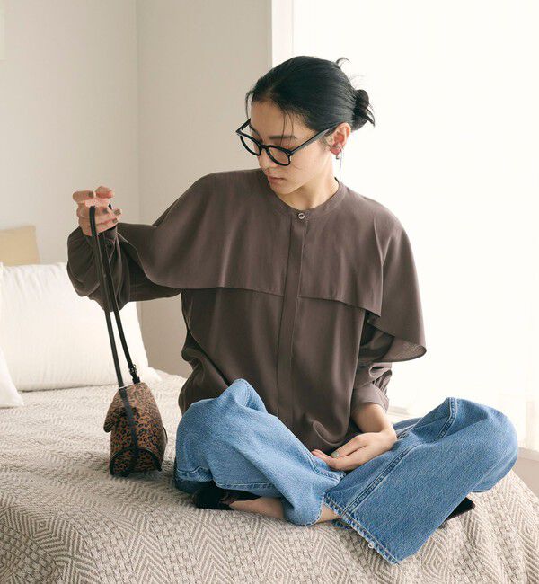BEAUTY&YOUTH UNITED ARROWS「【WEB限定 Wardrobe DAILY MINIMAL】フリルレイヤーブラウス ウォッシャブル」|シャツ・ブラウス|DK.BROWN